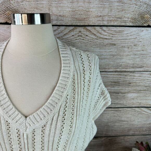 Joie‎ Ivory V-Neck Cable Knit Dolman Sleeve Sweater Vest Women's Size Small - Picture 2 of 6